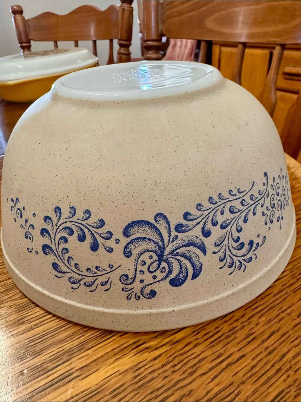 Pyrex Blue Floral Speckled Ceramic Mixing Bowl (403 Size)